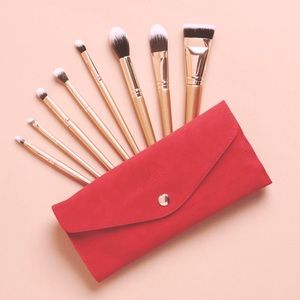 LUXIE Glitter & Gold Makeup Brush Set~8 FULL SZ FACIAL BRUSHES~BRAND NEW/SEALED